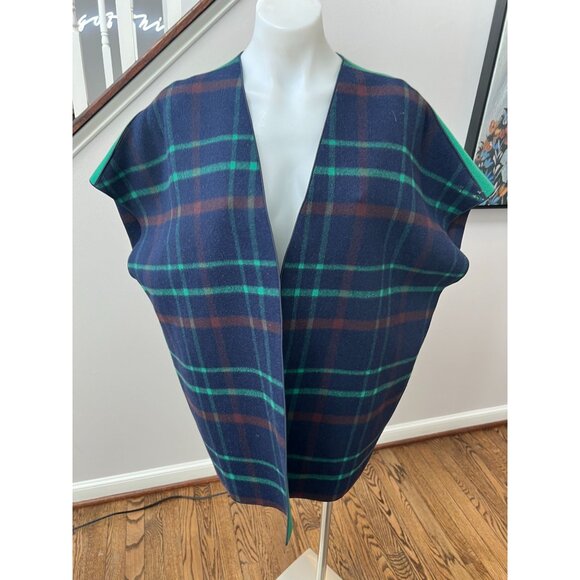 Piazza Sempione Wool Alpaca Fleece Oversized Cape Poncho Coat Plaid Size 42 - Picture 1 of 7